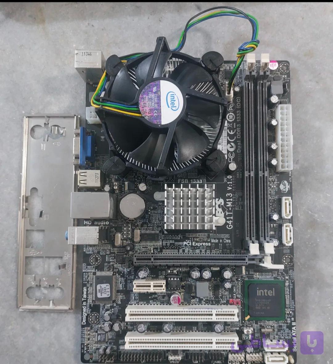 مادربرد ddr3 الایت گروپ مدل G41T- M13 استوک کاملا سالم همراه فن و Cpu E8200