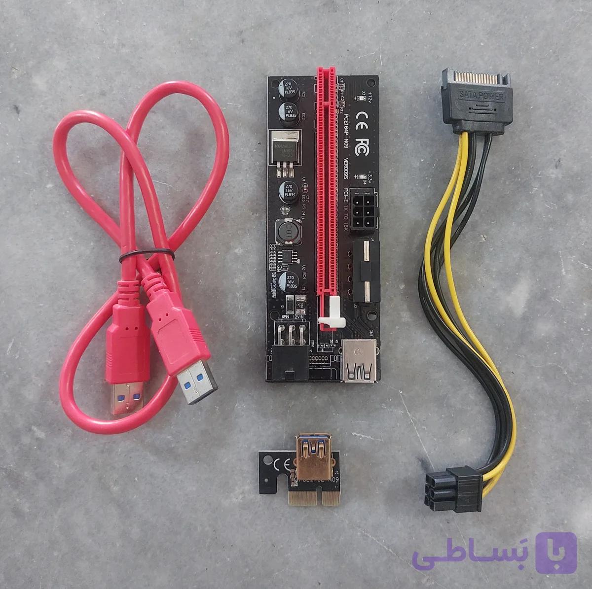 رایزر کارت گرافیک PCI-E مدل ۰۰۷ | تبدیل 1X به 16X | کابل USB 60cm | استوک در حد آکبند