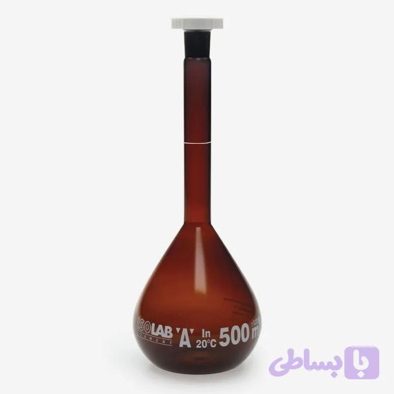 بالن ژوژه شیشه‌ای قهوه‌ای 500 میلی‌لیتر کلاس A – ISOLAB Germany