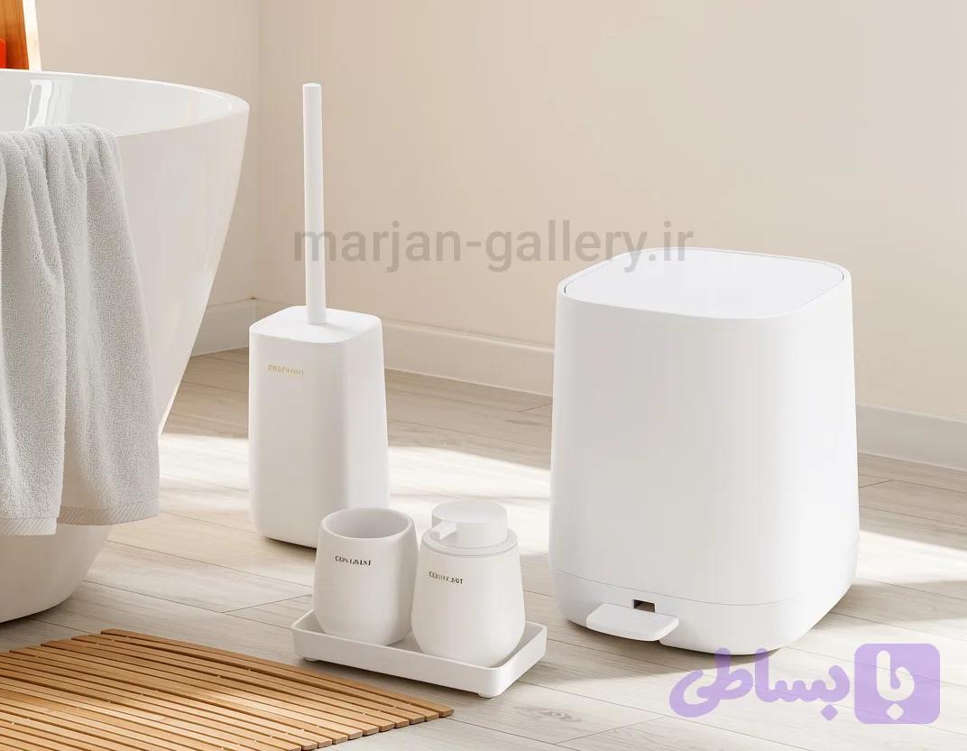 ست سرویس بهداشتی ۵ پارچه کنتراست مدل میامی سفید