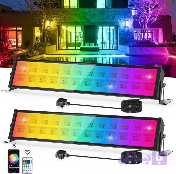 پروژکتور RGB، چراغ‌های NATPOW 72W، چراغ‌های سیل LED با تغییر رنگ هوشمند (پک 2 عددی)