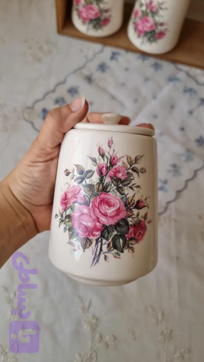 بانکه سرامیکی مخروط گلسرخ دست ساز