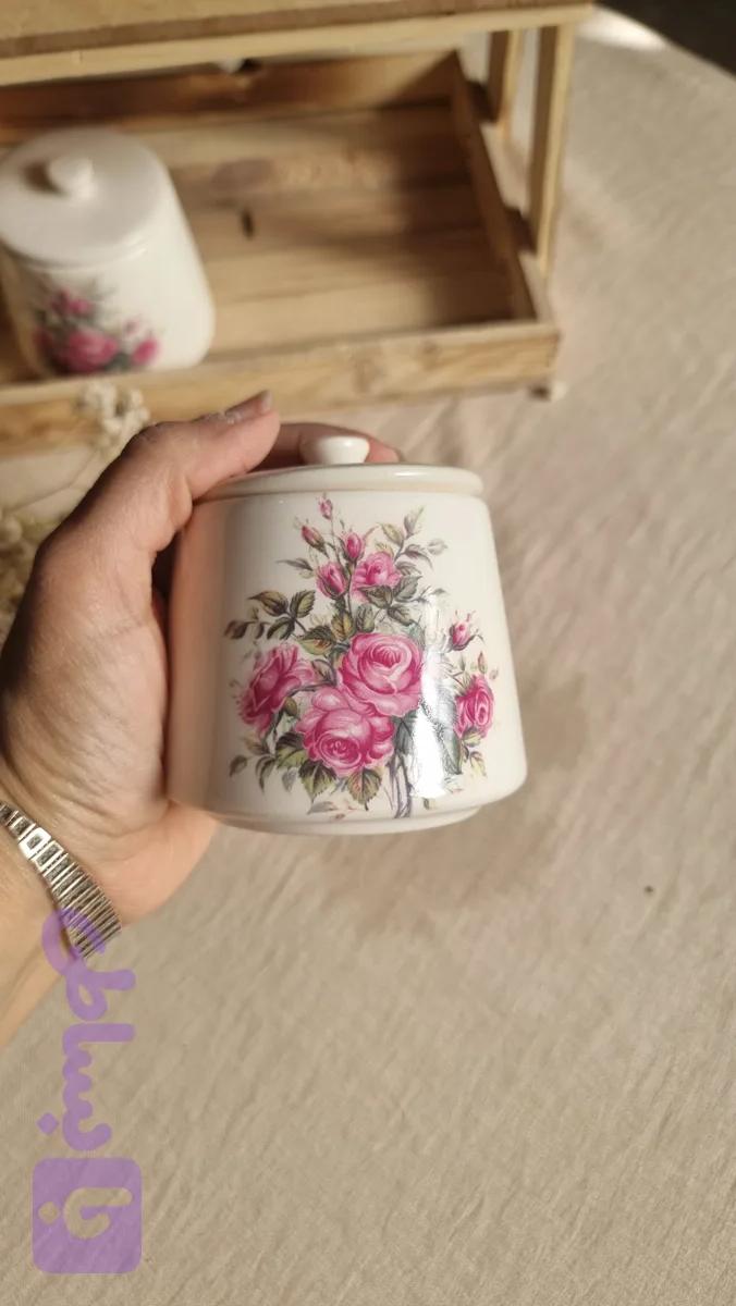بانکه سرامیکی مخروط گل سرخی دست ساز