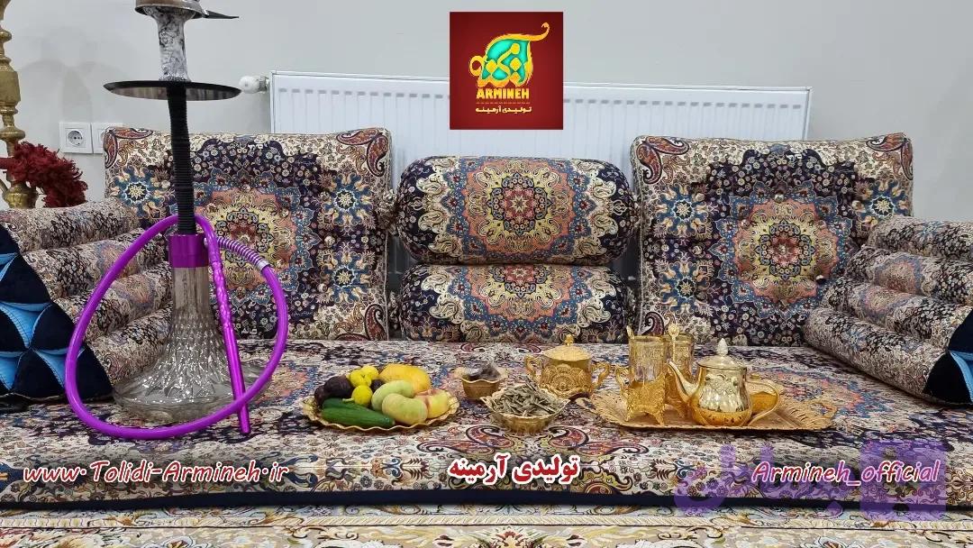 پشتی سنتی شاه نشین ترمه طرح ونوس – ست ۷ تکه هشت رنگ