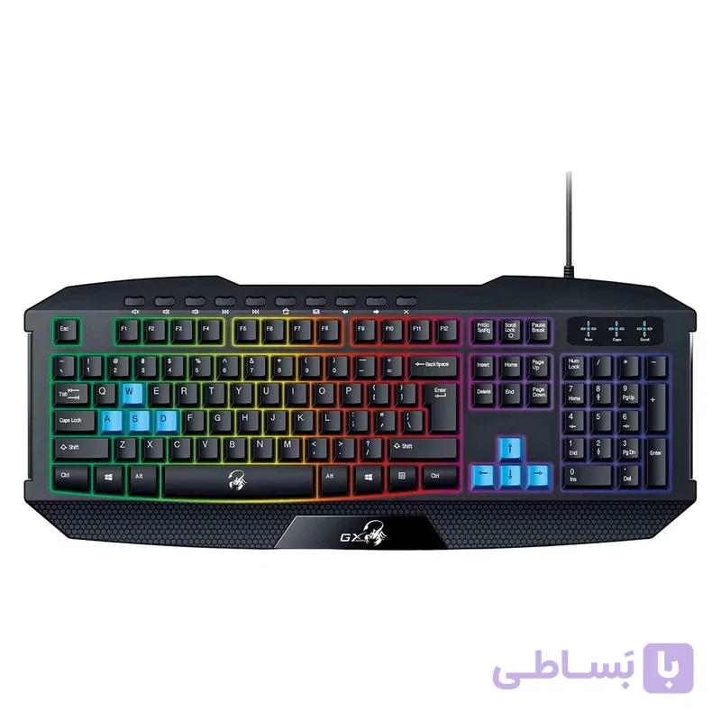 کیبورد مخصوص بازی جنیوس Scorpion K215 سوئیچ ممبران، Full-Size، نورپردازی RGB — تصویر 1