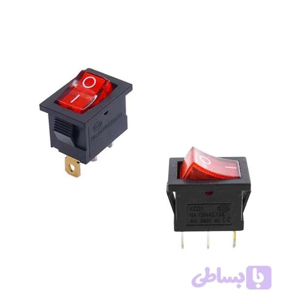 کلید راکر چراغدار کوچک (3پایه)