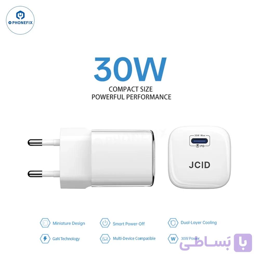 شارژر 30W سفید Eu Plug برند jC