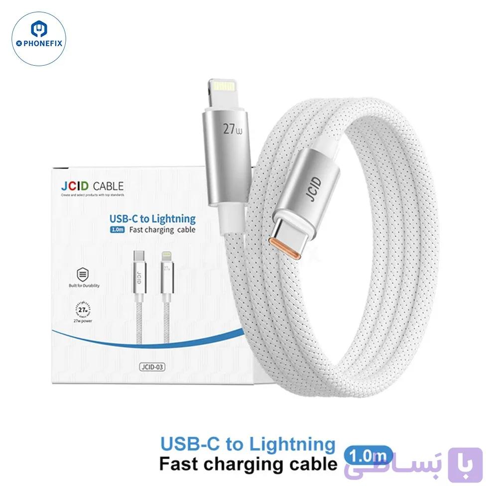 کابل فست شارژ 27W سفید USB-C to Lightinng برند jC — تصویر 1