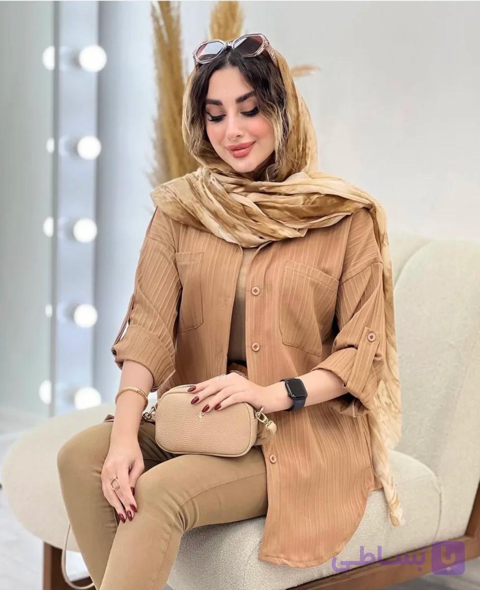 شومیز مانتویی دخترانه جلو دکمه خور/ آستین پاکتی