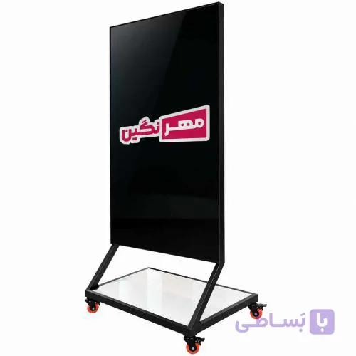 تخته وایت برد شیشه ای (گلس برد) رنگ مشکی پایه دار ۹۰×۱۵۰ — تصویر 1