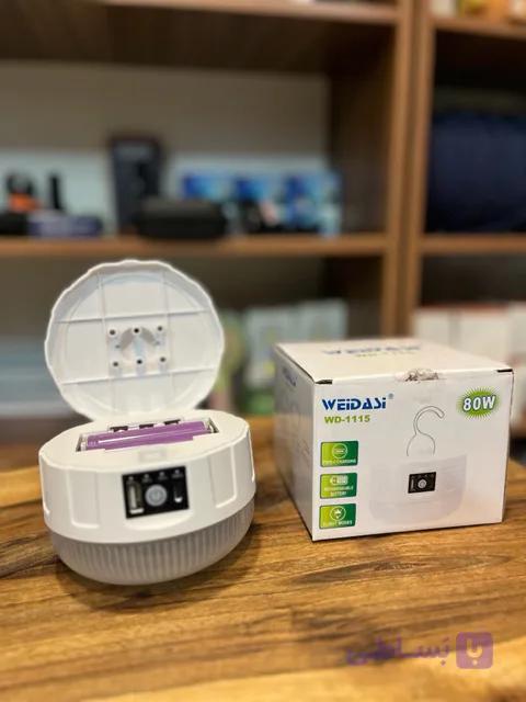 لامپ شارژی ویداسی ۸۰ وات مدل WD-1115 | پاوربانک دار — تصویر 1