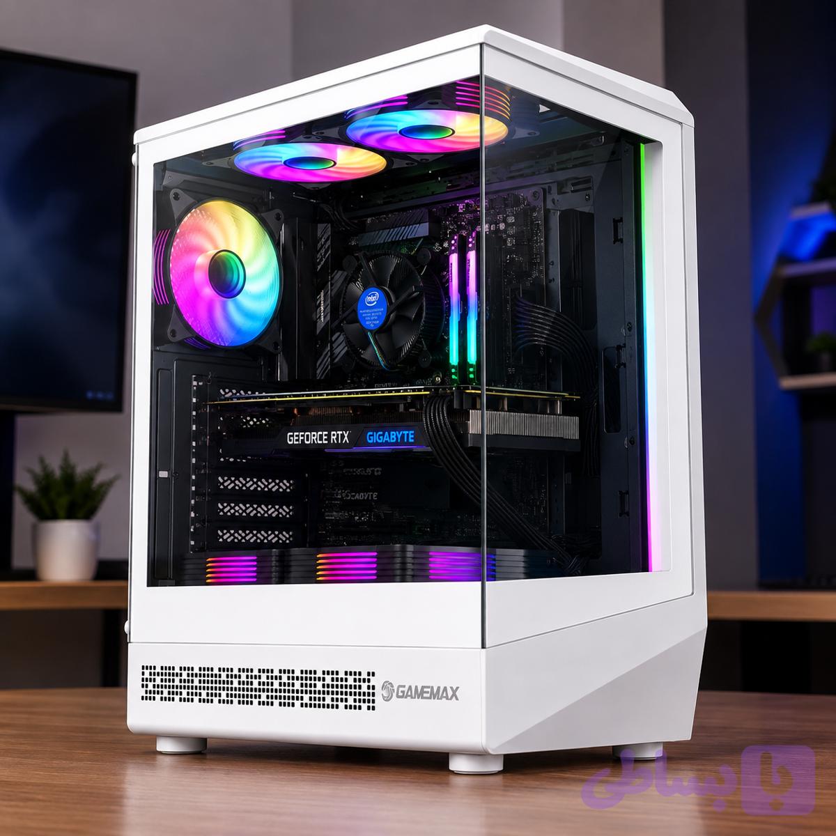 سیستم گیمینگ قدرتمند سایبر پرو با پردازنده 9100 نسل 9 (کیس اکواریومی 6 فن) کد (g401)