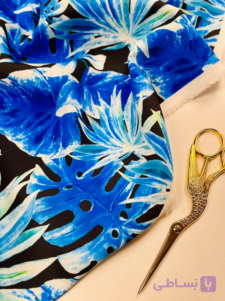 پارچه کرپ مازاراتی Tropical Monstera Printed Maserati Crepe — تصویر 1