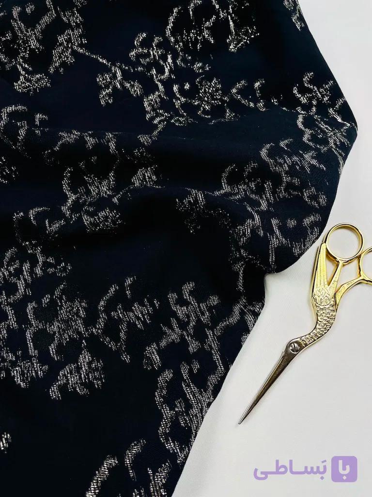 پارچه کسمه ژاکارد ویسکوز مشکی طلایی Orlienne Fil Coupé Jacquard — تصویر 1