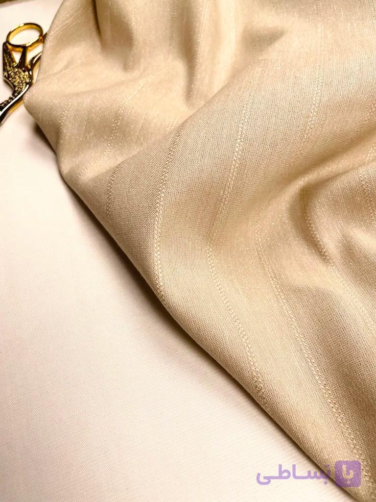 پارچه لینن راه‌راه بافت دار شاین‌دار شامپاینی ترک Lueur de Sable Linen — تصویر 1