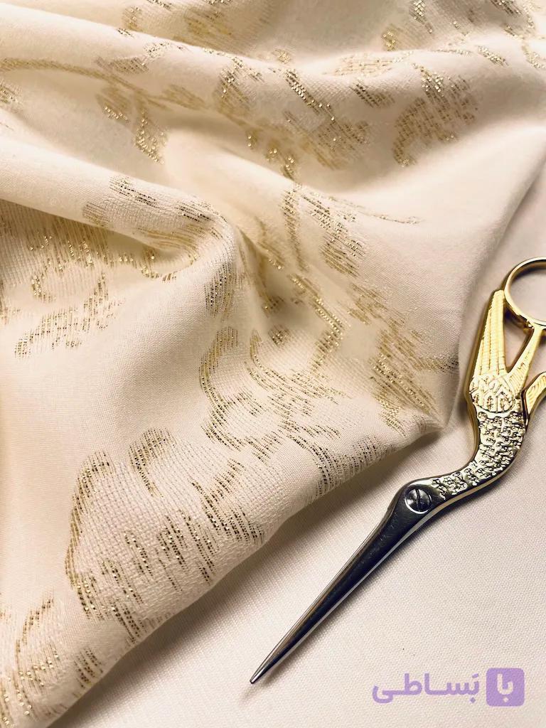 پارچه کسمه ژاکارد ویسکوز شیری طلایی Orlienne Fil Coupé Jacquard — تصویر 1