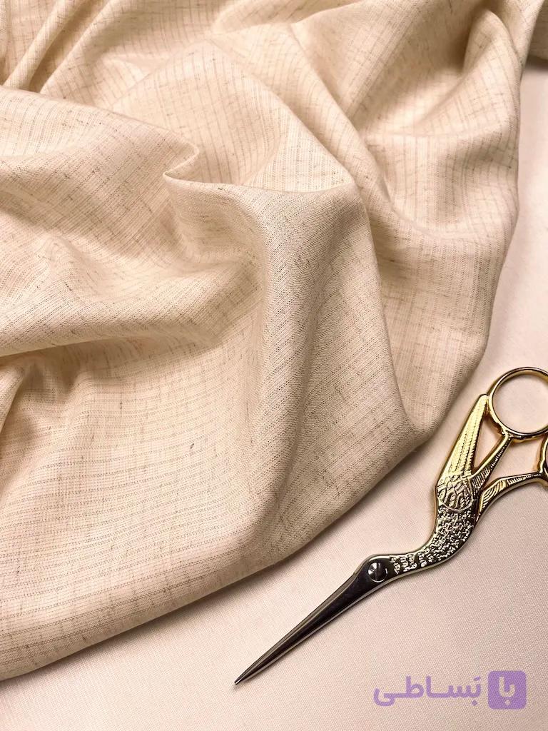 پارچه لینن نچرال راه‌راه ظریف ترک Dune Brume Natural Linen — تصویر 1