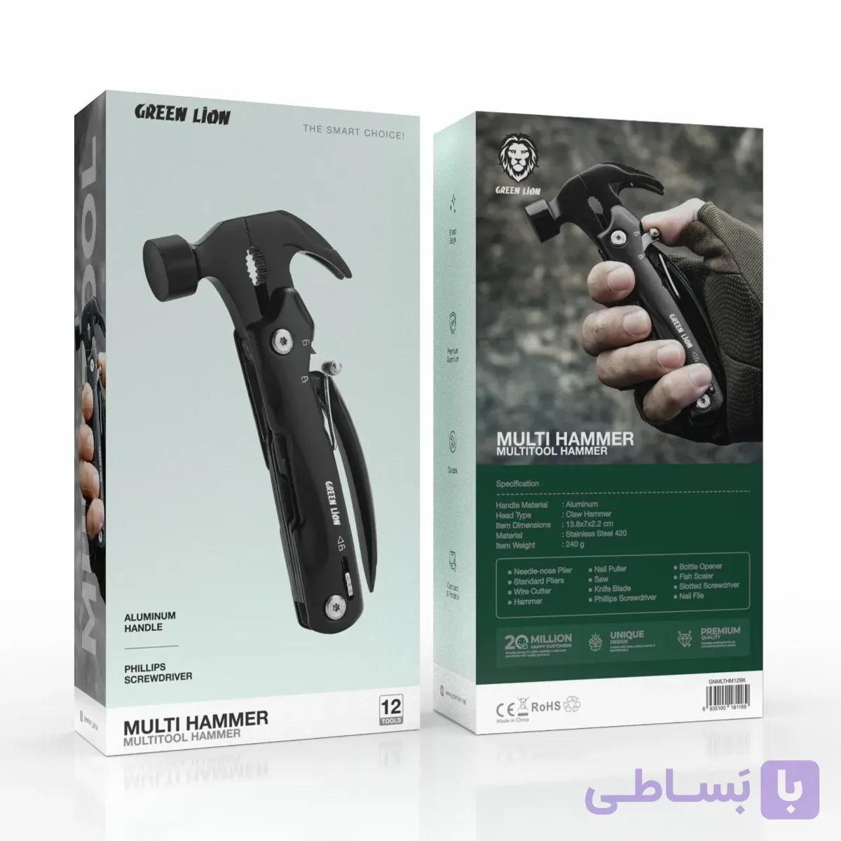 چکش 12 کاره گرین لاین Multi Hammer | ابزار چندکاره استیل 420