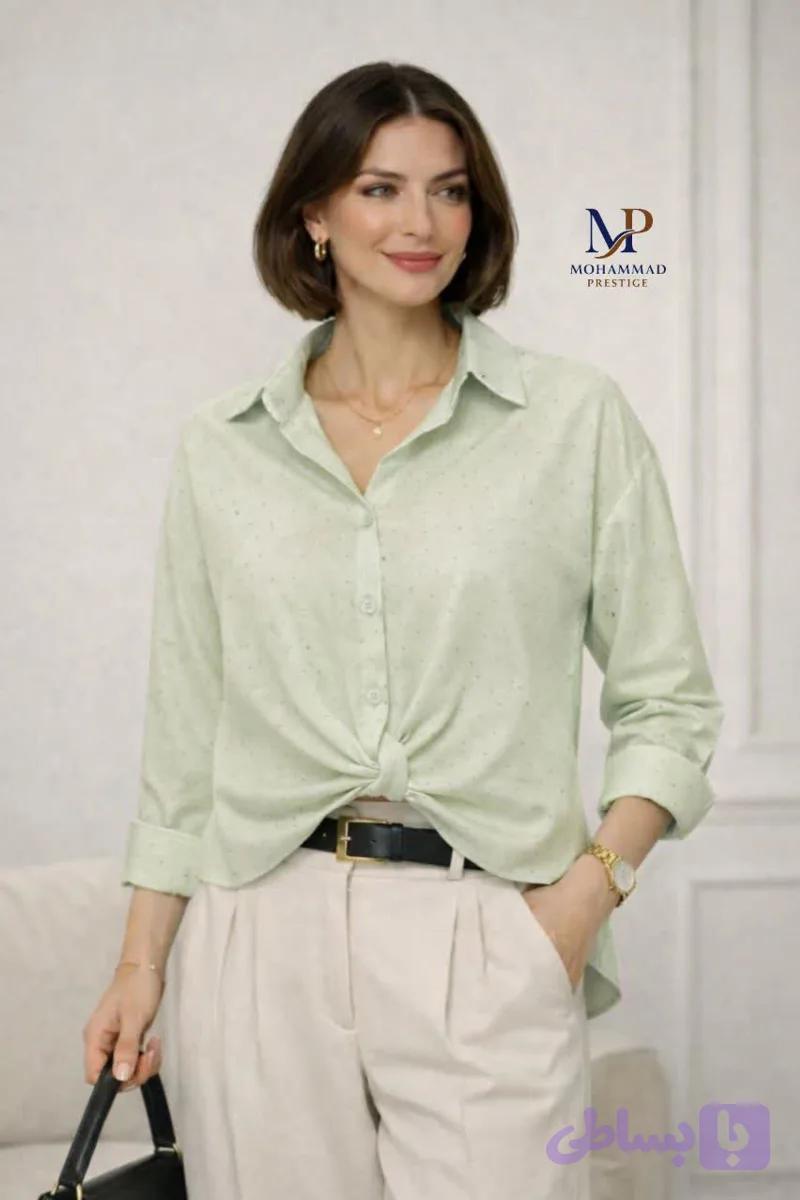 شومیز نگینی جلو کوتاه پری