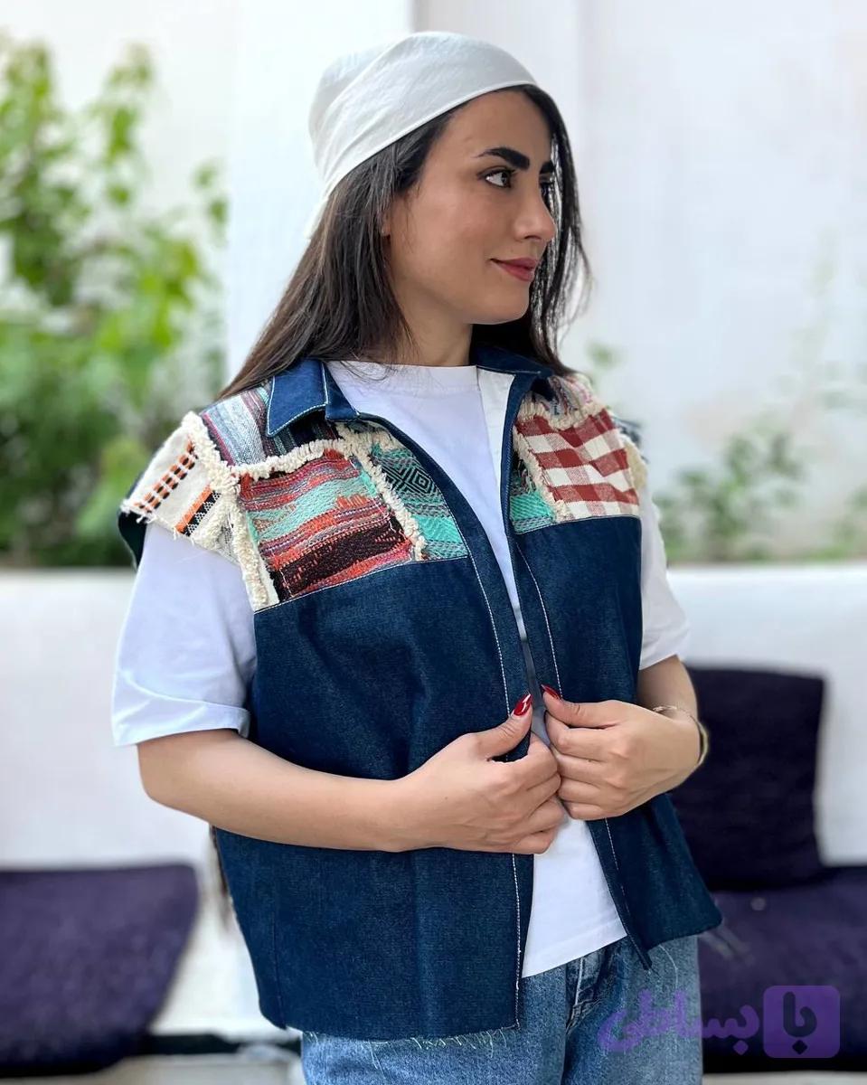 وست جین تکه دوزی شده