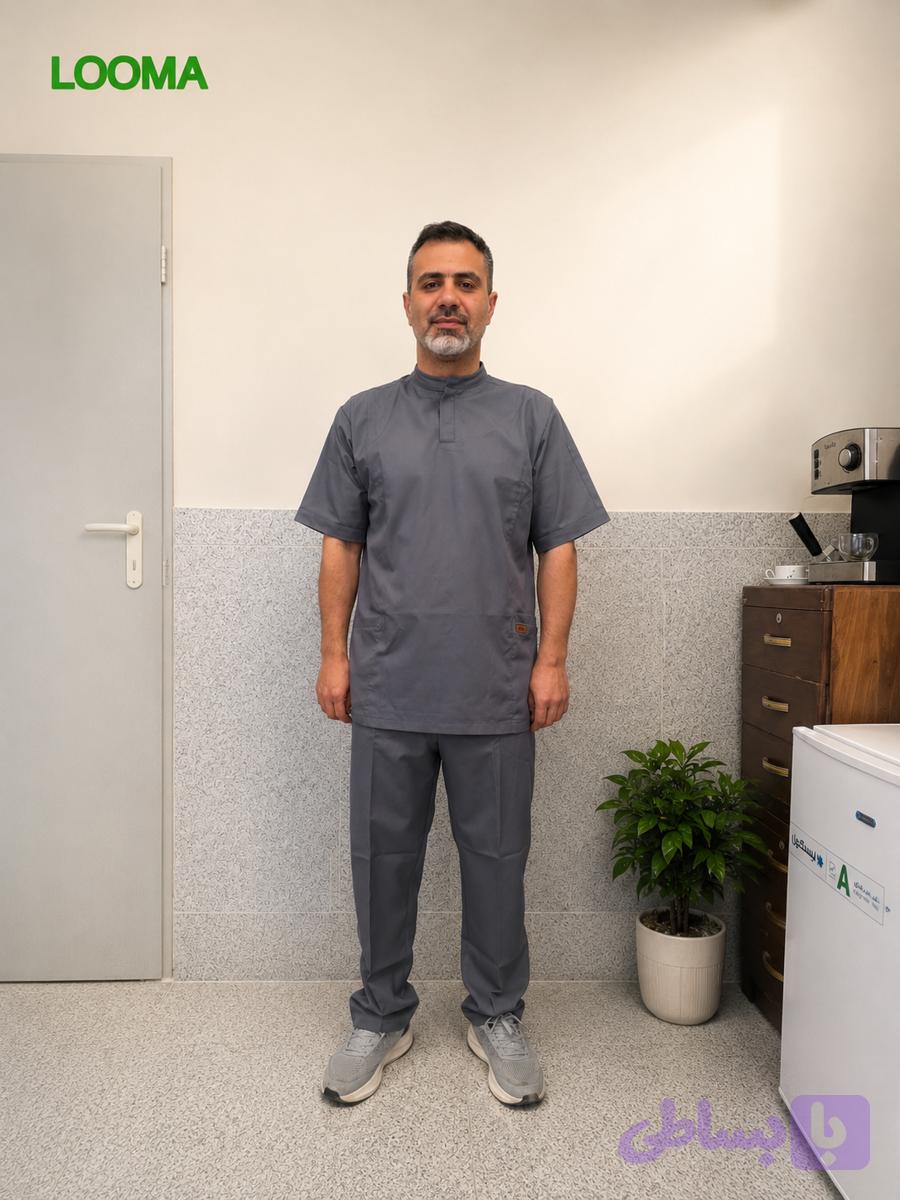 ست اسکراب شلوار طوسی مانیار