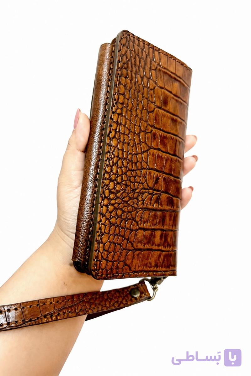 کیف پول چرمی دست رنگ طرح کروکودیل (با حک رایگان اسم )