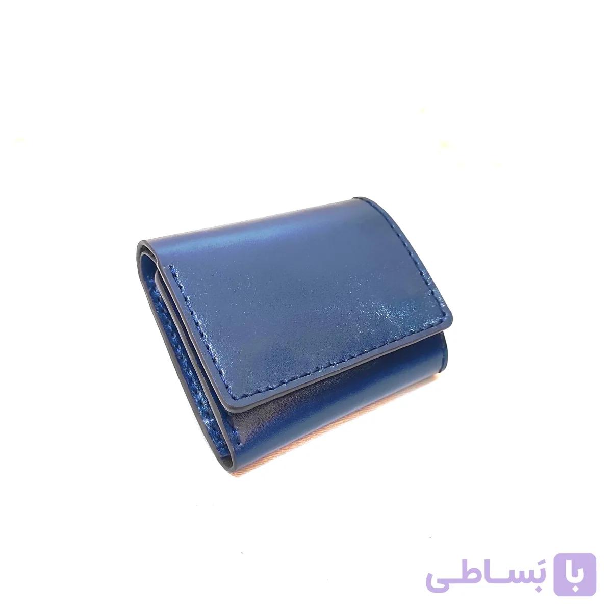 کیف پول کوچک چرمی زنانه سرمه ای