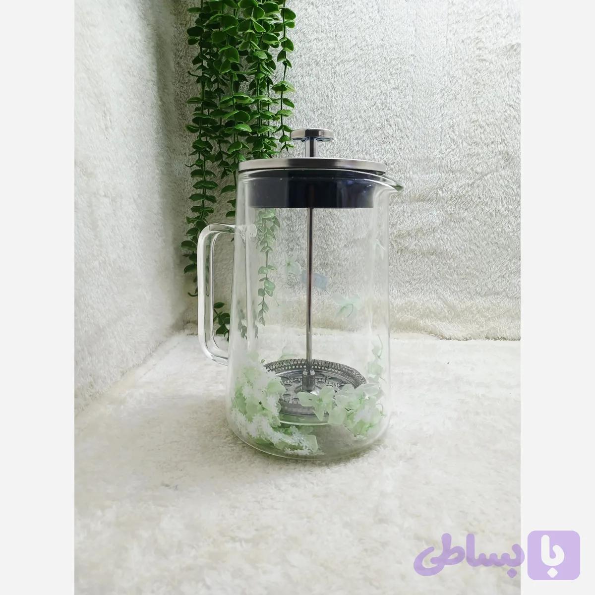 فرنچ پرس دوجداره گلدار 1لیتری