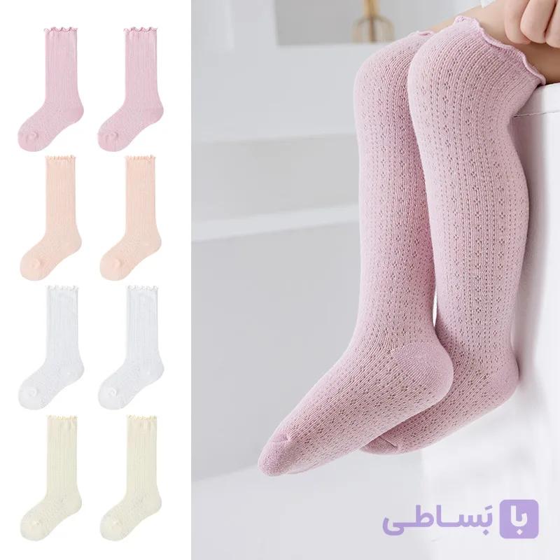 جوراب نوزادی دخترانه بالازانو (پک:12جفتی) — تصویر 1