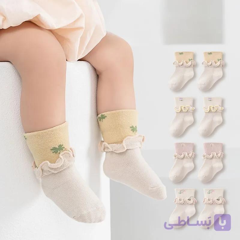 جوراب دخترانه لب دانتل نخ پنبه (پک:16 جفتی) — تصویر 1