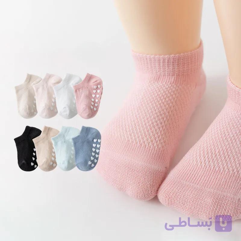 جوراب نوزادی کف استپ دار قلبی (پک:16جفتی) — تصویر 1