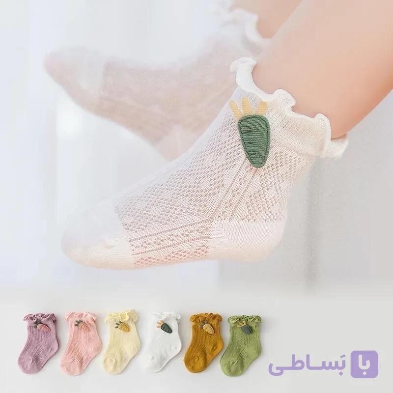 جوراب دخترانه استیکر دار توری (پک:18 جفتی) — تصویر 1