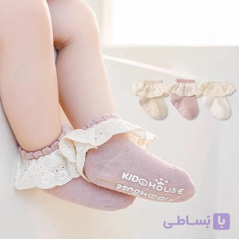 جوراب دخترانه لب دانتل جدید (پک:12 جفتی) — تصویر 1