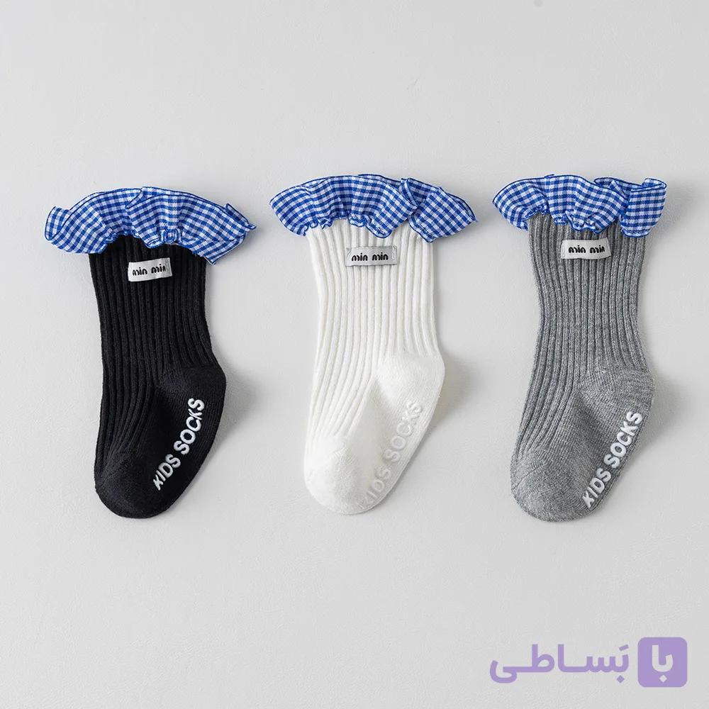 جوراب دخترانه کبریتی لب دانتل (پک:18جفتی) — تصویر 1