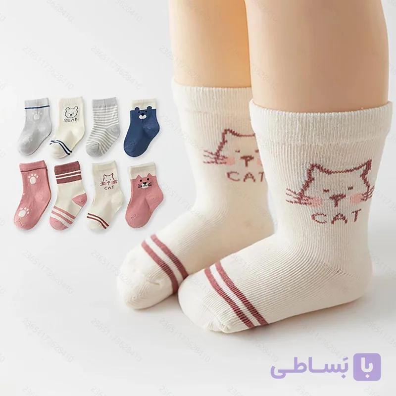 جوراب نوزادی طرح دار نخ پنبه (پک:16جفتی) — تصویر 1