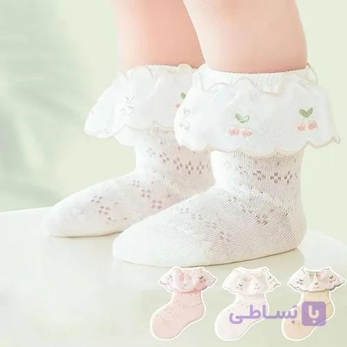 جوراب دخترانه لب توری زیر زانو (پک:12 جفتی) — تصویر 1