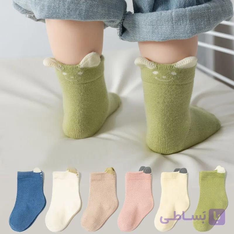جوراب نوزاد فانتزی گوش دار (پک:12جفتی) — تصویر 1