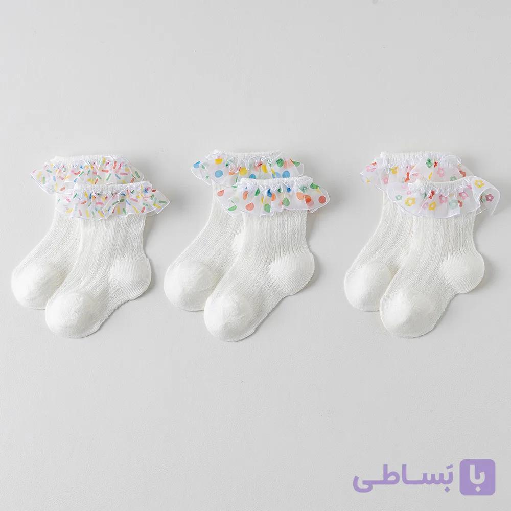 جوراب دخترانه توری لب دانتل اعلا (پک:18جفتی) — تصویر 1