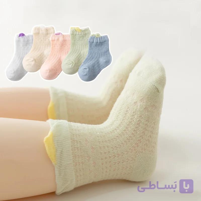 جوراب نوزادی نخ پنبه توری (پک:10جفتی) — تصویر 1