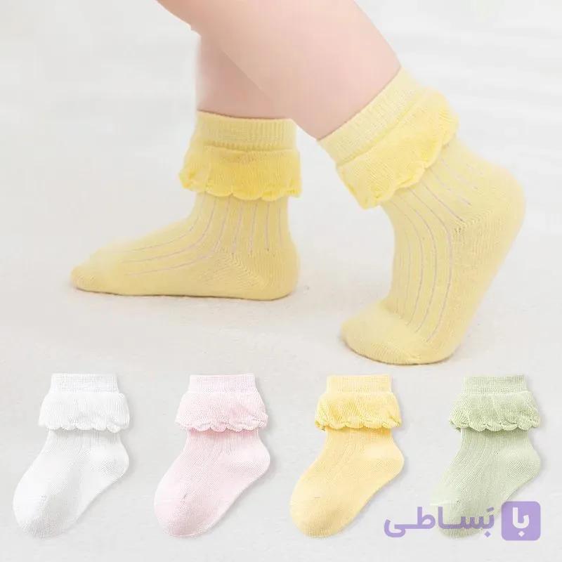جوراب نوزادی دخترانه لب توری (پک:16 جفتی) — تصویر 1