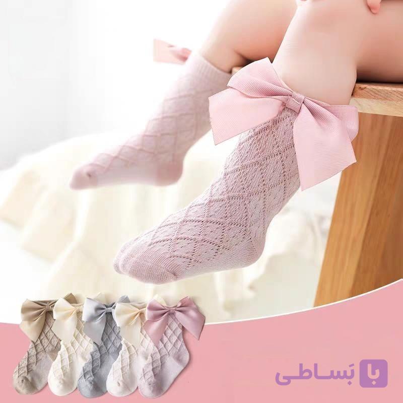 جوراب دخترانه پاپیون دار زیر زانو (پک:10 جفتی) — تصویر 1