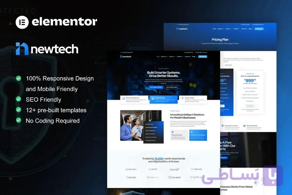 و دانلود کیت المنتور NewTech | قالب سایت شرکت‌های فناوری اطلاعات و IT — تصویر 1