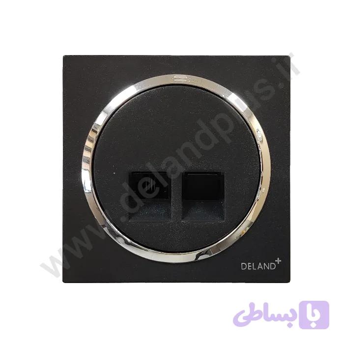 تلفن تک سوکت مدل آوا ساده مشکی زه نقره ای (مکانیزم+قاب+زه نقره ای)