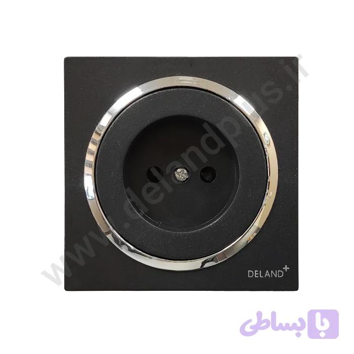 پریز برق ارت دار مدل آوا ساده مشکی زه نقره ای (مکانیزم+قاب+زه نقره ای)