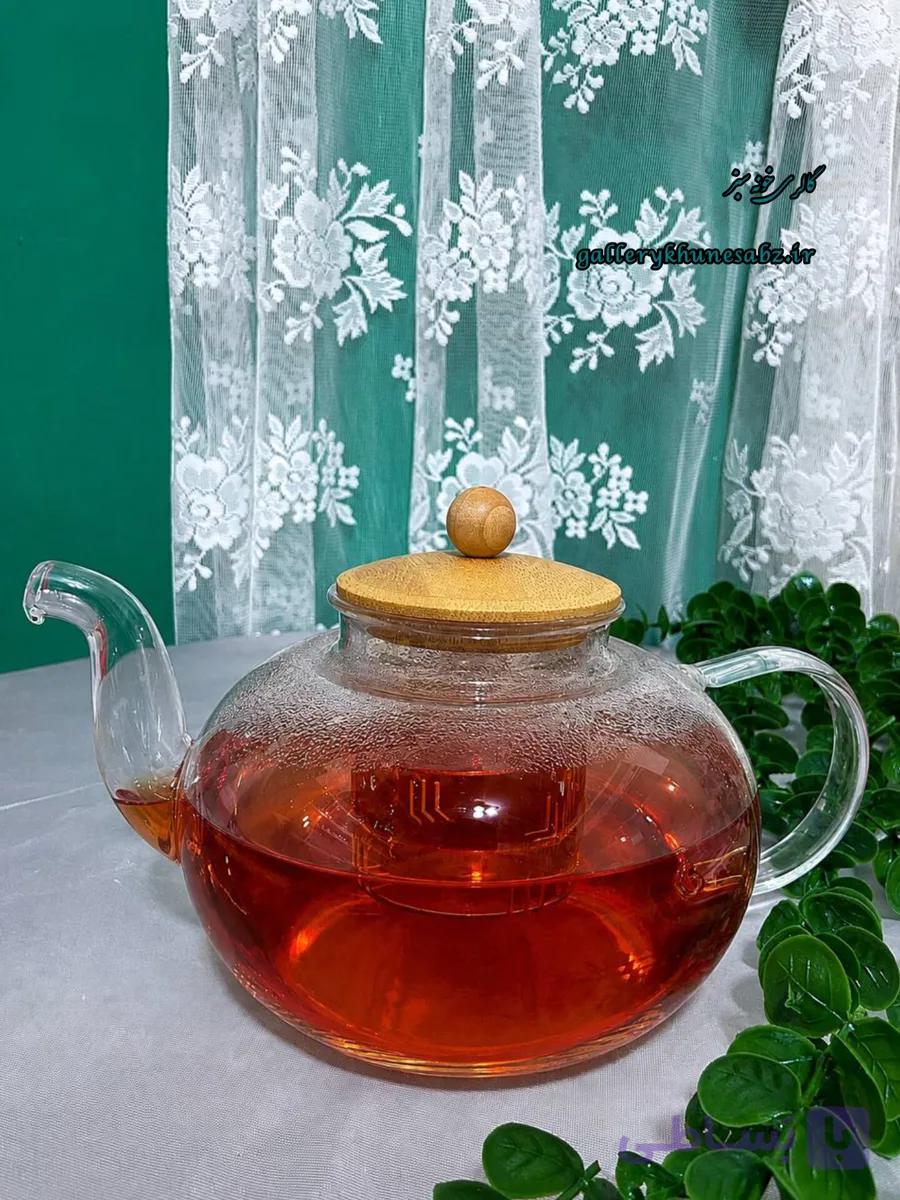 قوری پیرکس وارداتی درب استیل و چای صافی استیل