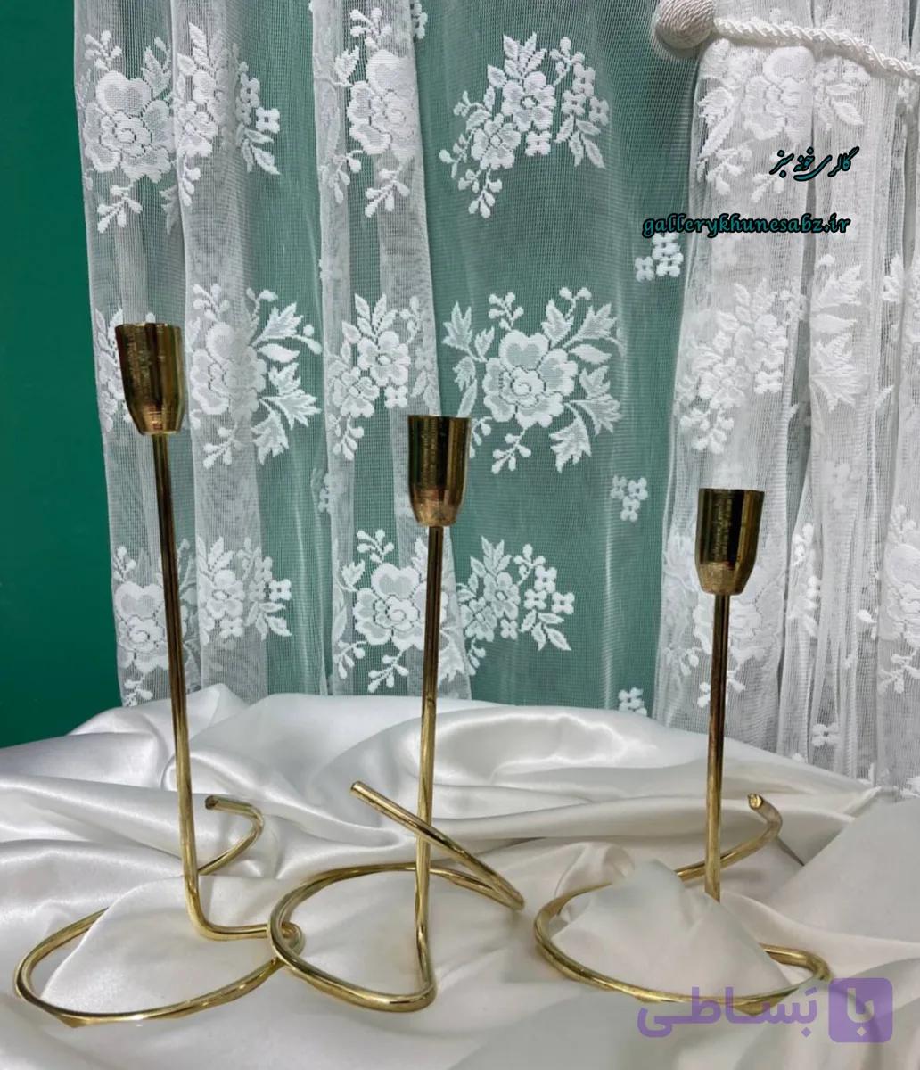 شمعدان سه عددی طلایی طرح دفرمه