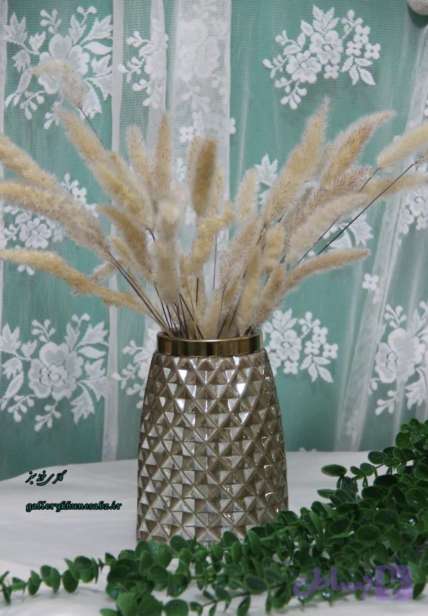گلدان شیشه ای رنگ عسلی