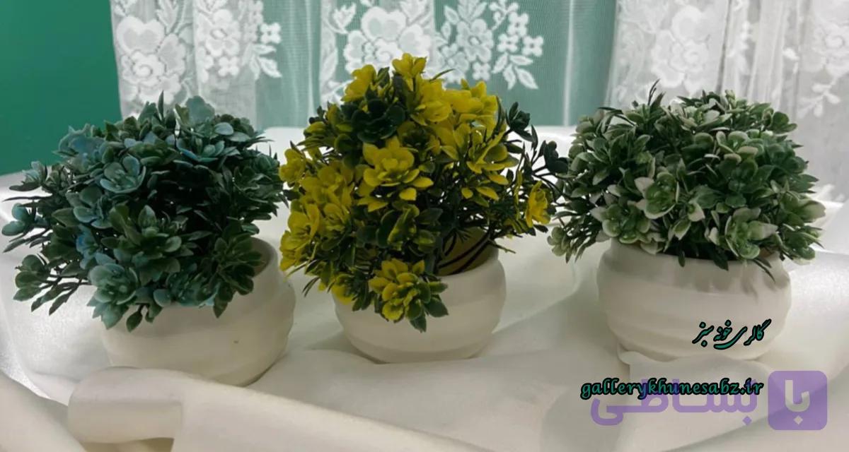 گلدان سه عددی همراه با گل