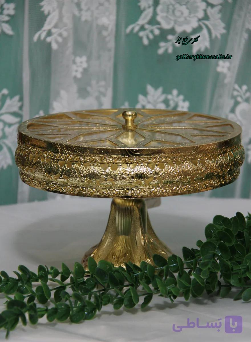 شکلات خوری پایه دار طلایی درب پیرکس برند دیانا