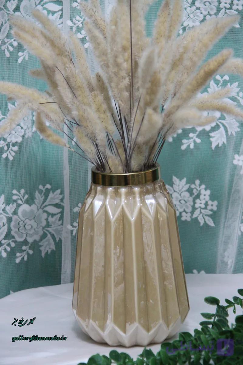 گلدان شیشه ای رنگ عسلی کد 01